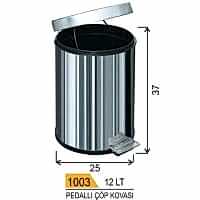 Krom 12 Lt Pedallı Çöp Kovası